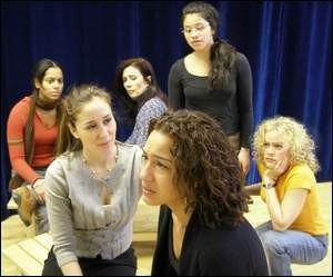 Rehearsal: Yo Soy Latina! starring Gina Rodriguez, Elise Santora, Julie Alexandria, Jezebel Montero, Ivette Sosa, and Fidias Rae. Directed by Ricardo Khan and produced by Crossroads Theater Company